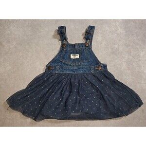 OshKosh B'gosh Denim Overall With Ruffle Skirt-Girls 18M-Navy